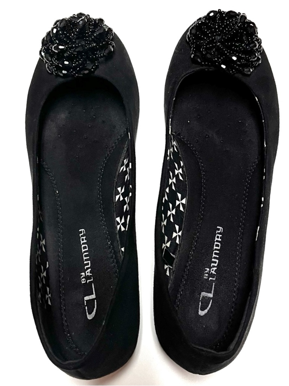 Chinese Laundry Beaded Rosette Ballet Flats Comfort Trendy Size 6.5 Black - Picture 2 of 9